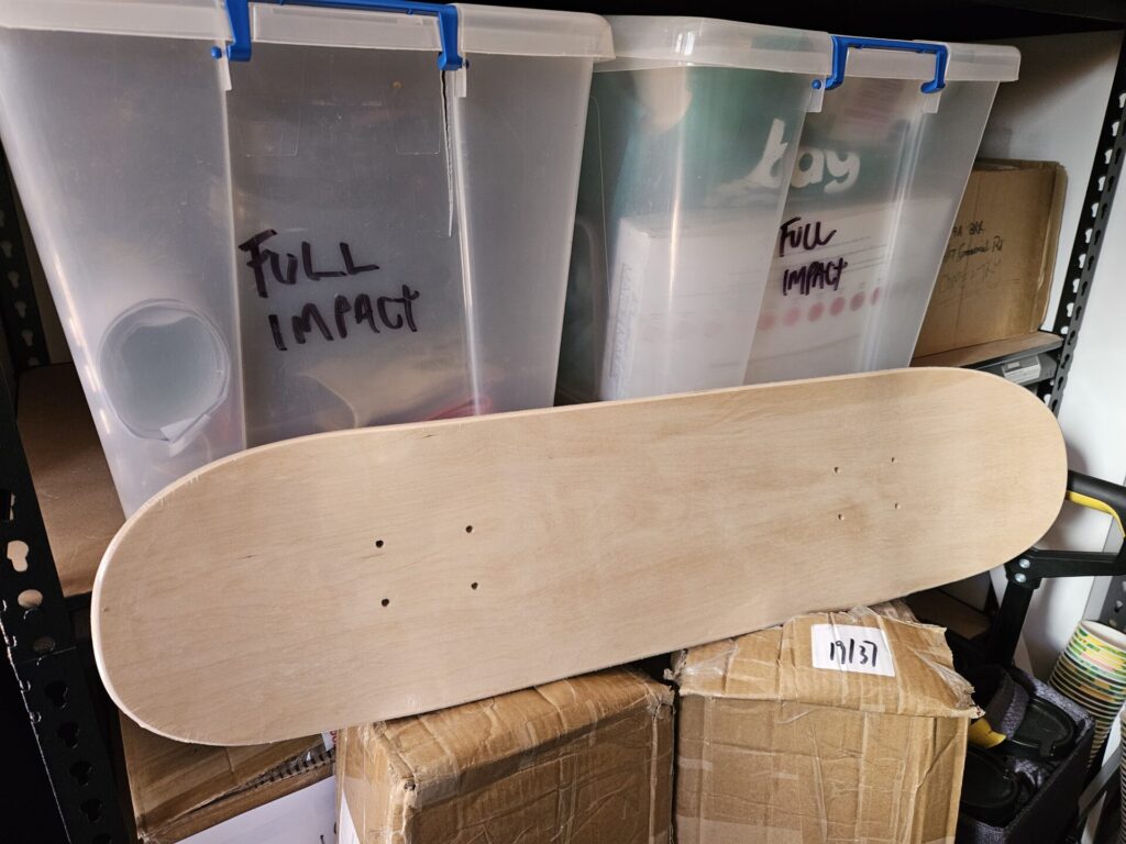 This blank skateboard will soon be a unique piece of art. 