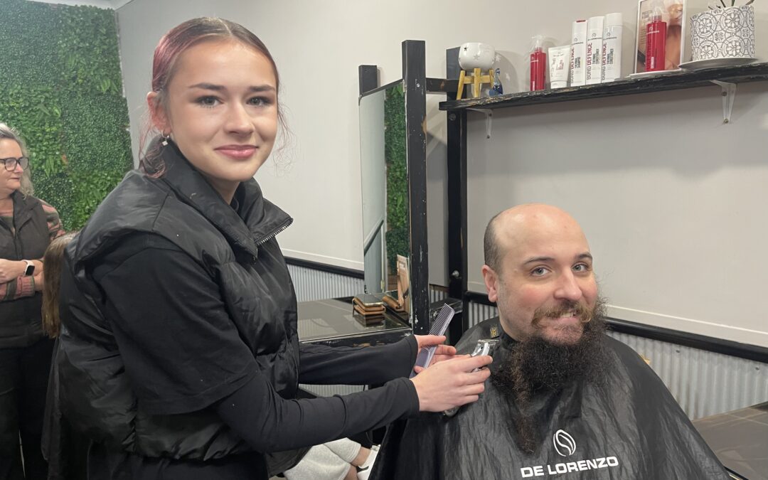 Molly and Tim doing the great shave